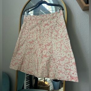 Eddie Bauer Cream and Pink Floral A-Line Skirt
